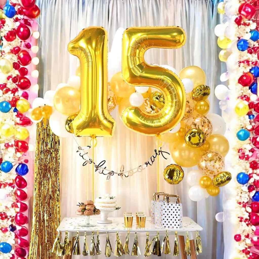 Kit 2 Balões Número Dourado 55cm – Decoração Glamour para Festas