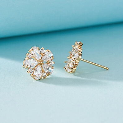 Brincos Florais Zircônia: Elegância Retro para Festas ✨