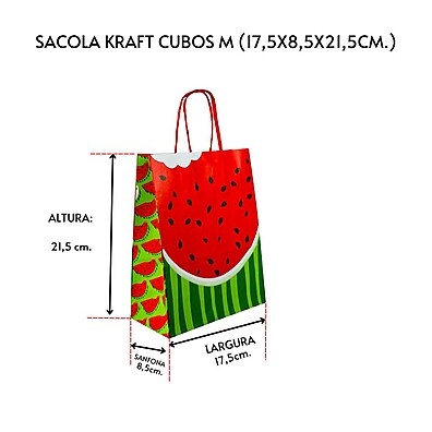 Sacola Kraft Magali Melancia – 50 Unidades para Festas