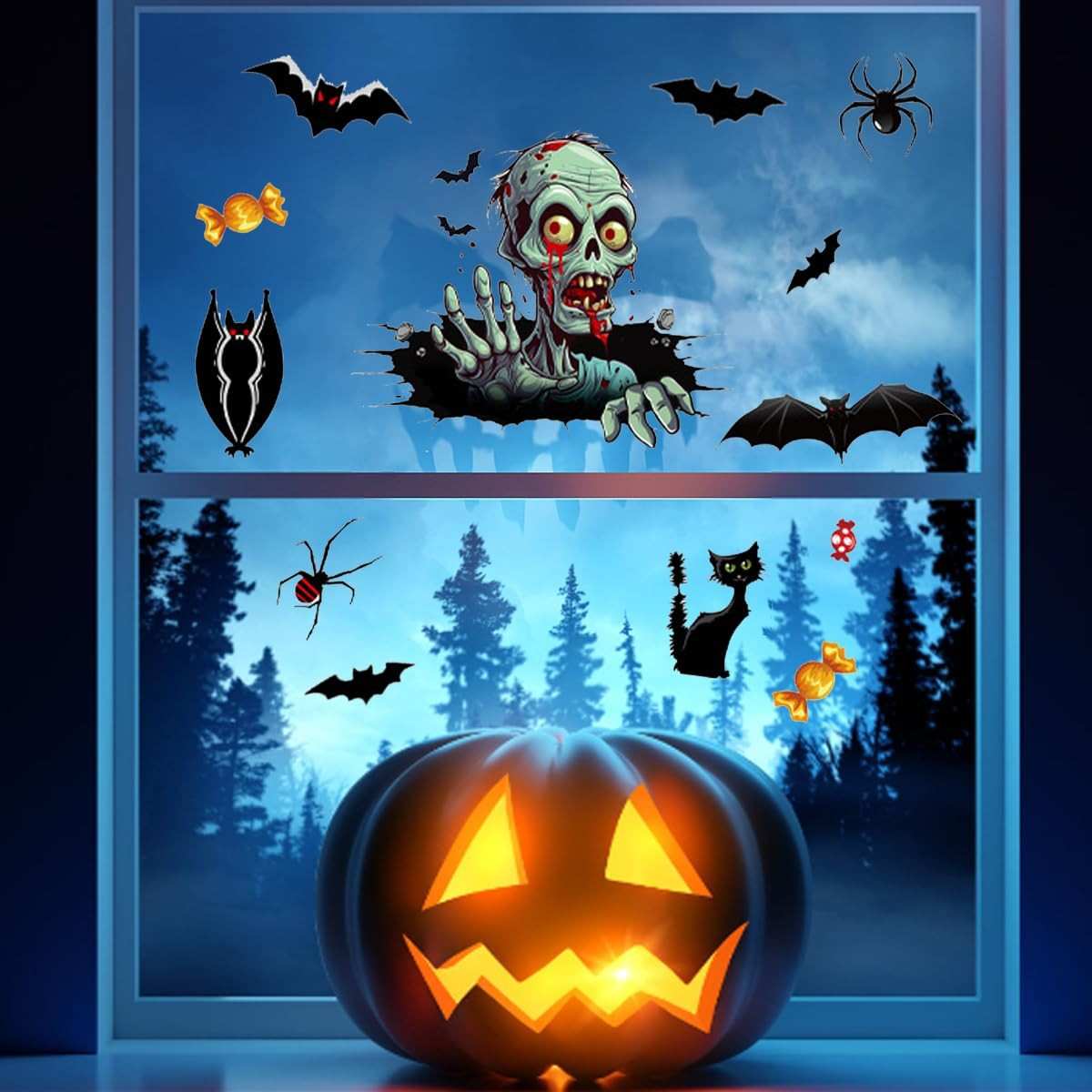 Adesivos de Halloween e Inverno - Decoração Festiva Versátil com Designs Divertidos e Fofos