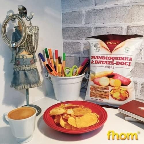 Chips de Batata Doce e Mandioquinha Alimento Vegano Fhom 45g