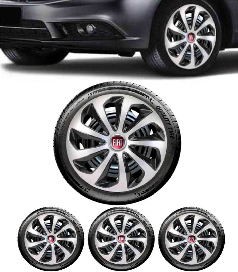 Jogo 4 Calotas Esportivas Velox Aro 15 Prata/Preto - Fiat Cronos, Argo, Mobi e Mais