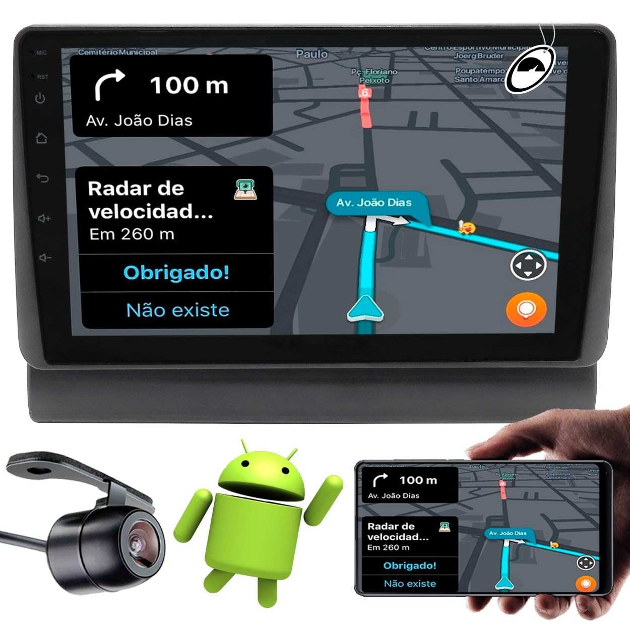Multimídia Android 9" H-TECH para Fiat Uno Mille e Fiorino (94-13) + Câmera de Ré