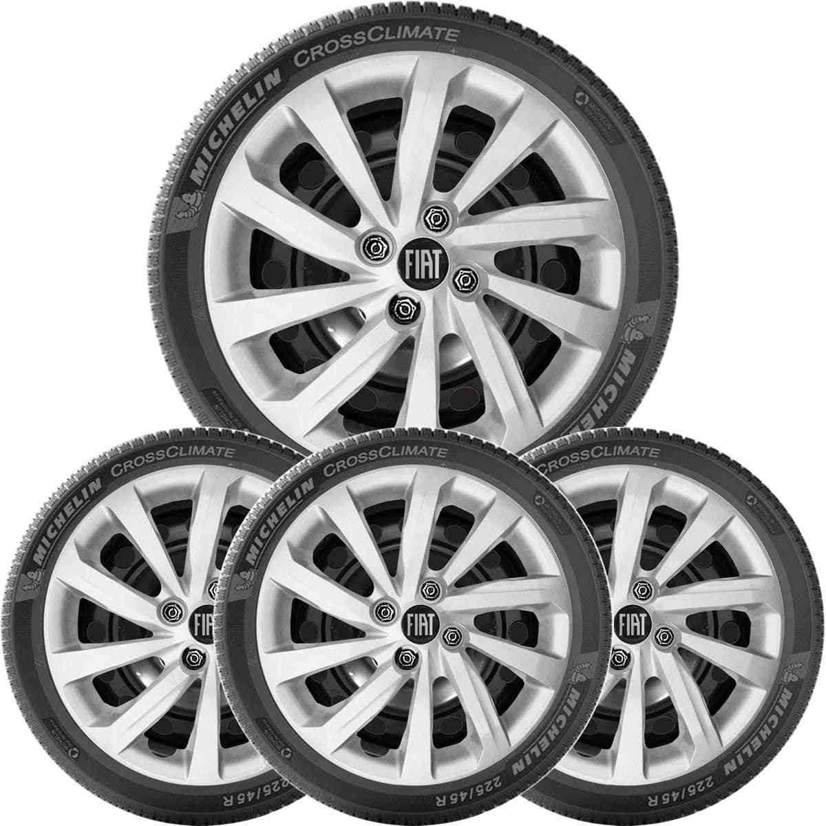 Kit 4 Calotas Aro 14 Fiat Nova Strada 2021 2022 Logo Novo - Design Esportivo e Proteção