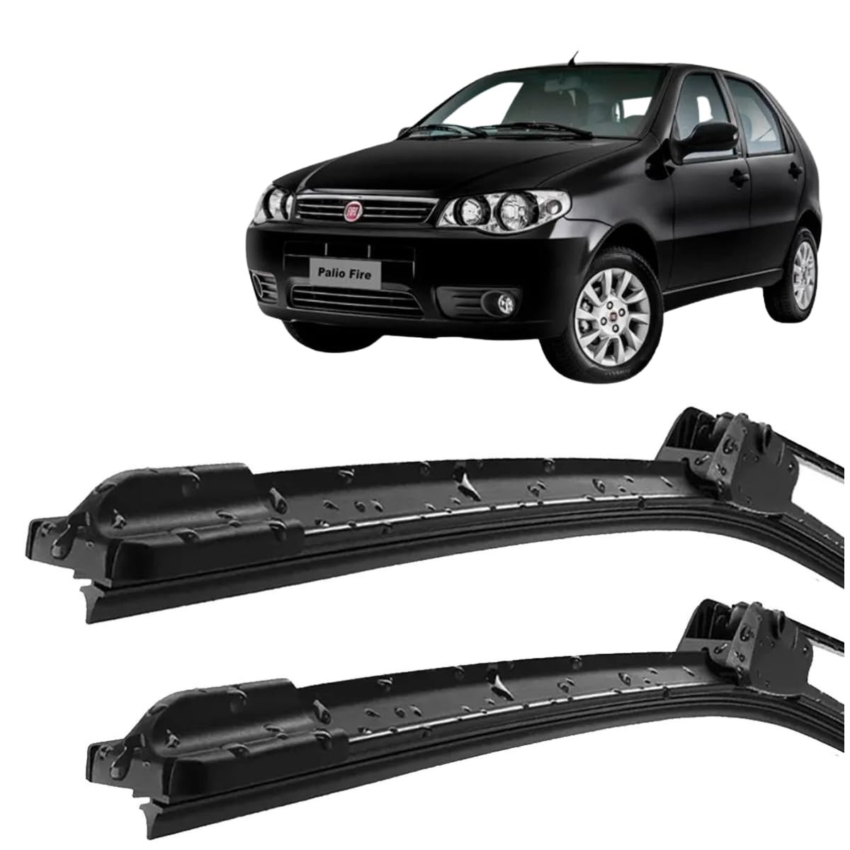 Par de Palhetas Limpador Para-Brisa Fiat Palio 2001-2008 Silicone Tipo Gancho