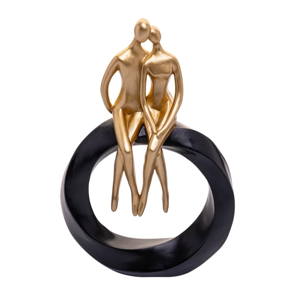 WOLFF - Figura Decorativa de Resina Casal 14cm x 5cm x 22cm - Peça Romântica para Decoração de Ambientes