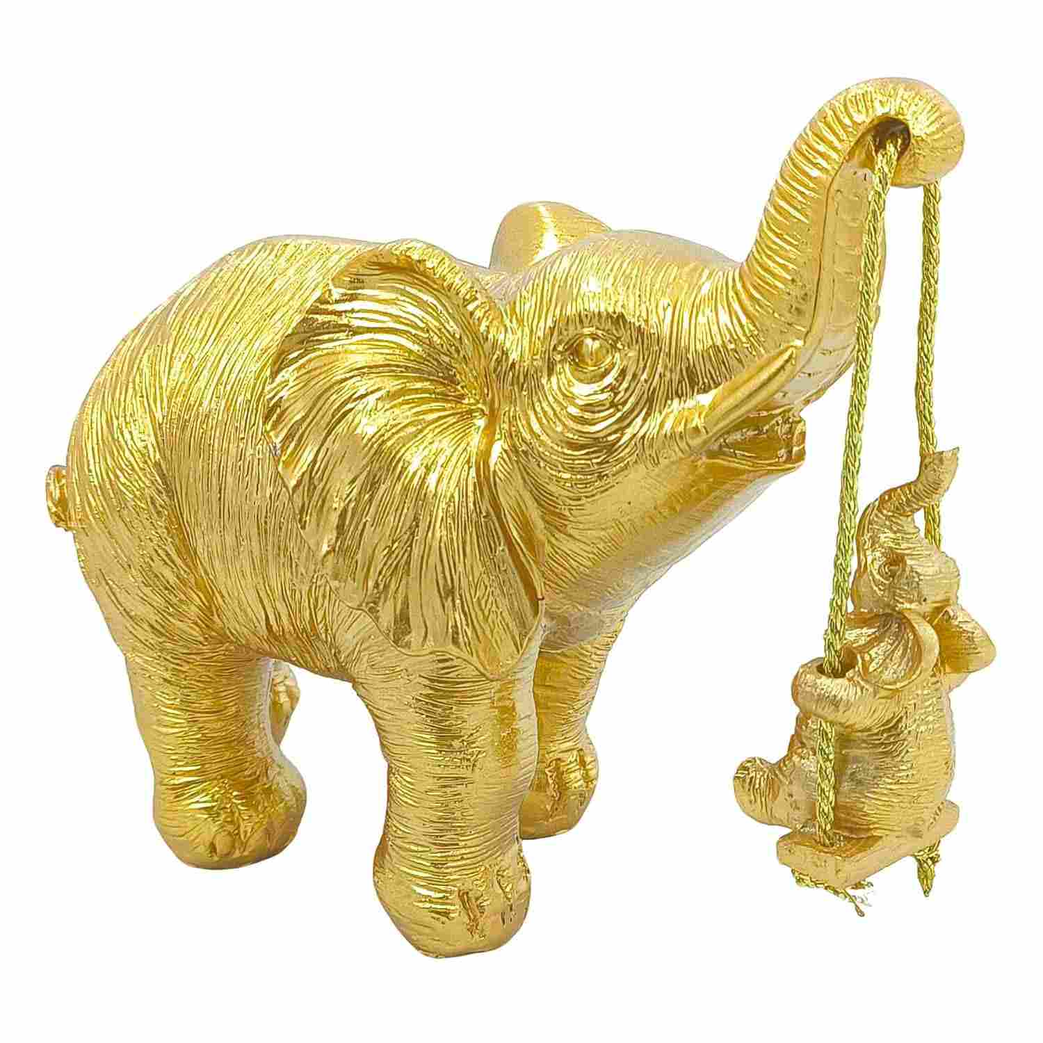 Elefante Decorativo em Resina Indiano - Sabedoria e Sorte para Sua Casa (Mãe e Filhote)