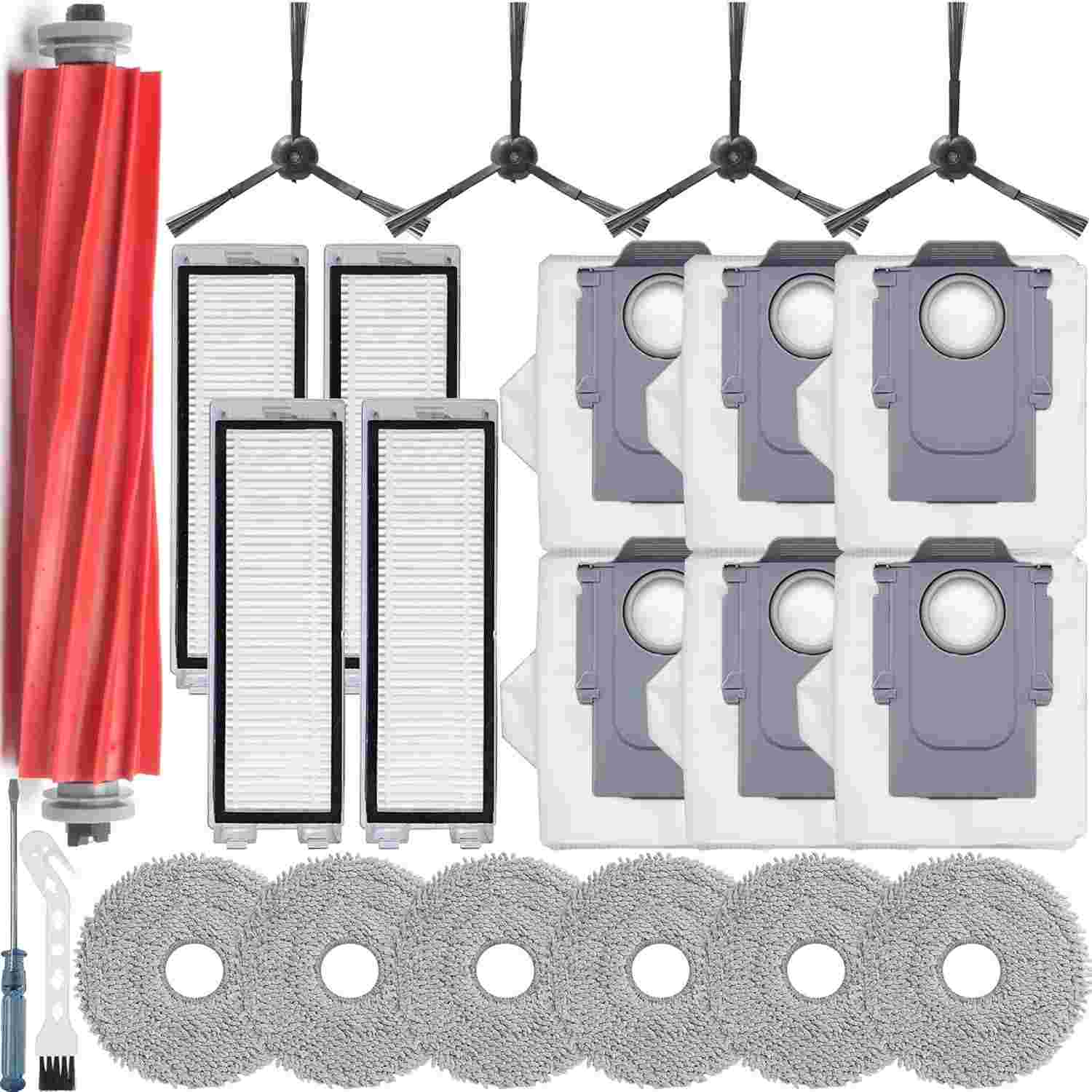 Kit com 19 Peças de Reposição para Roborock Qrevo - Escova, Filtros, Esfregões e Mais