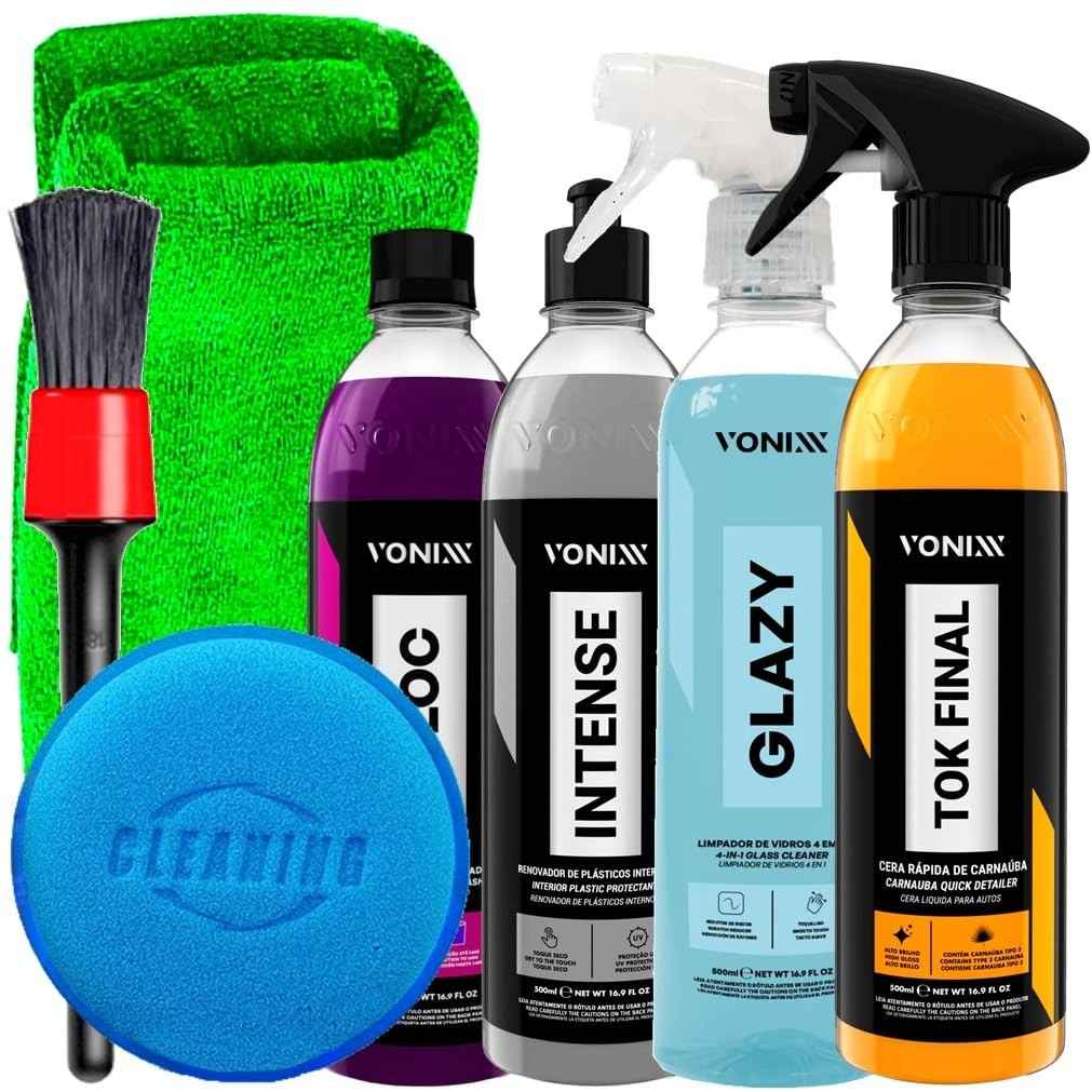 Kit Completo Vonixx: Tok Final, Glazy, Intense, V-Floc + Acessórios Karbox para Detalhamento Profissional