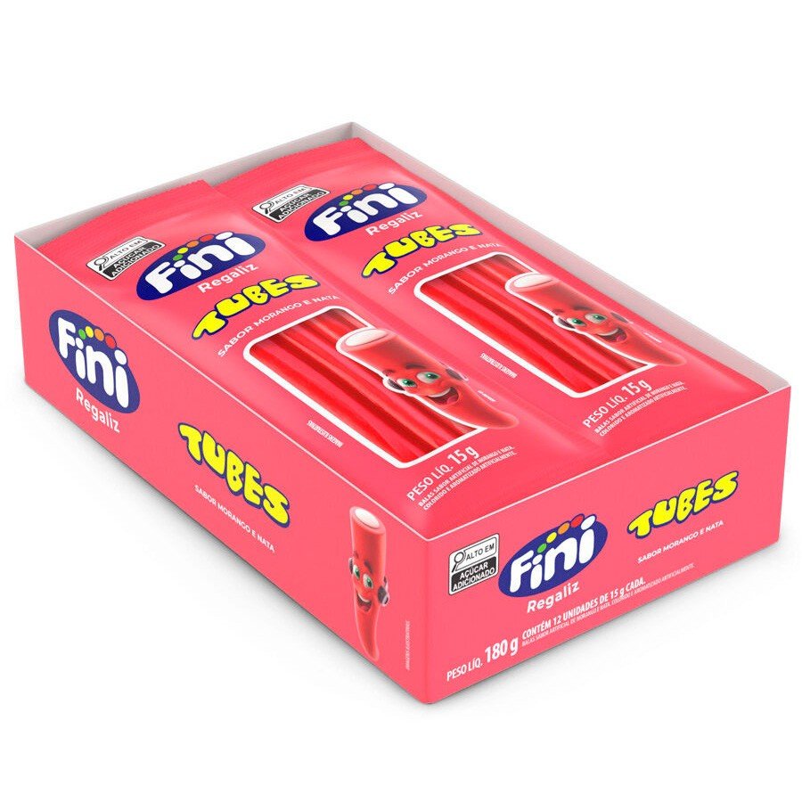 Fini Tubes Morango e Nata: 12 Unidades de Sabor!