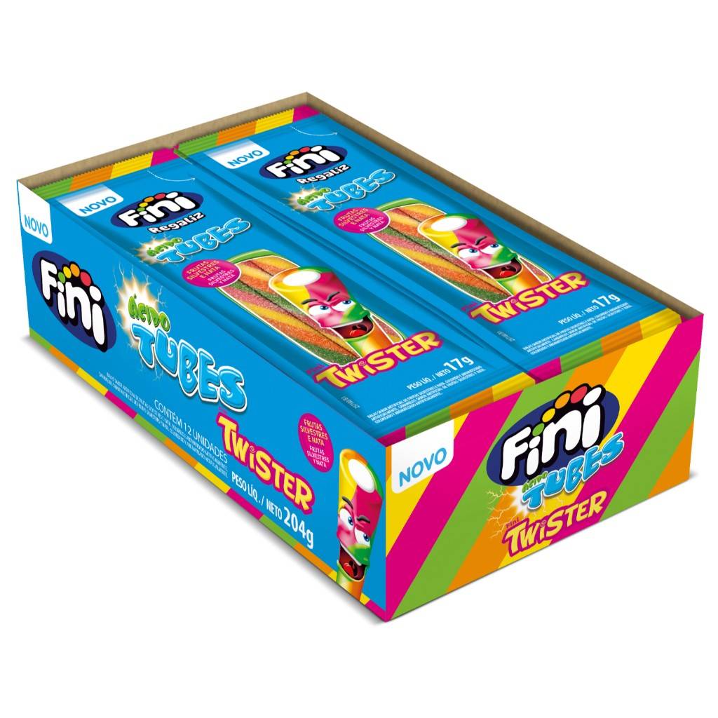 Fini Tubes Twister Cítrico: Explosão de Sabor em 12 Tubos!