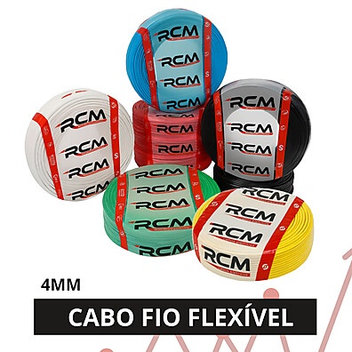 Fio Cabo Flexível 4mm 750V – 100m RCM com Cores Variadas