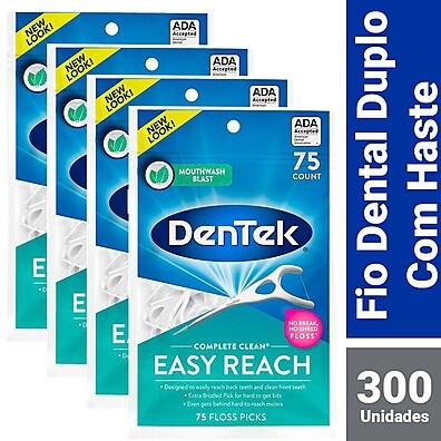 Fio Dental Dentek Floss Picks – 300 Unidades de Limpeza Fácil