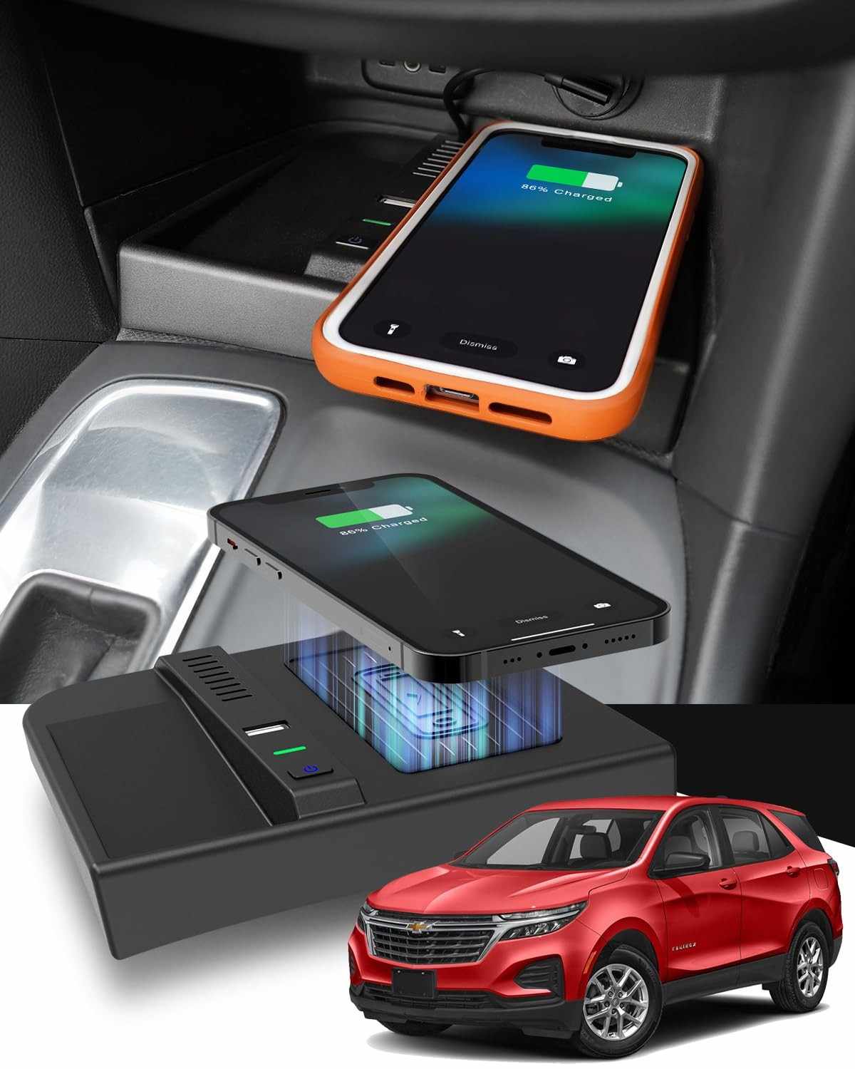 Carregador Sem Fio CarQiWireless para Chevy Equinox 2017-2021: Organize e Carregue seu Console Central