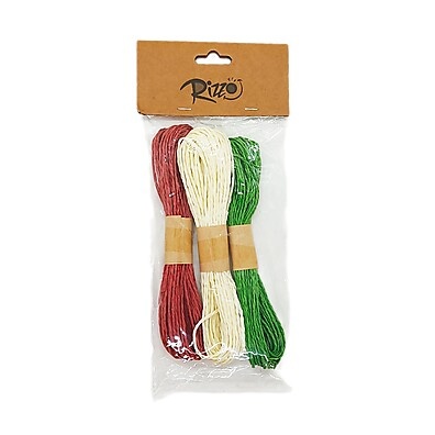 Fios Decorativos de Papel Torcido: Verde, Branco e Vermelho - 10m