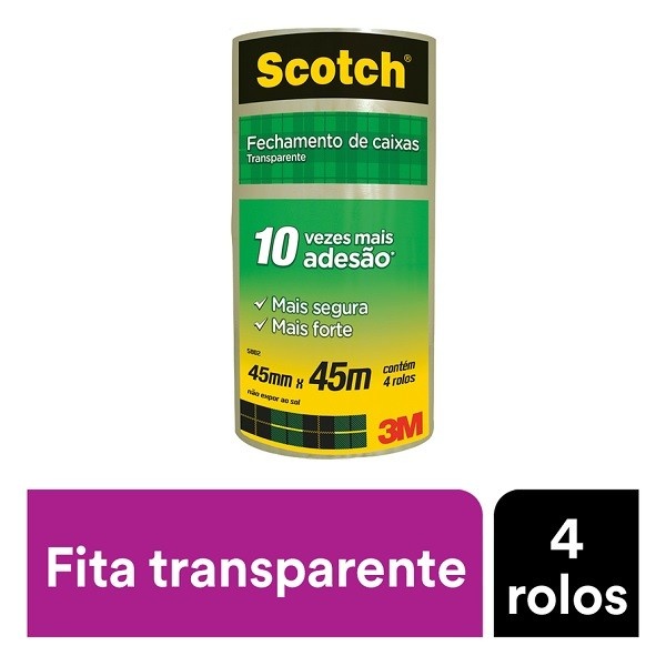 Fita Adesiva 3M Scotch: Kit com 4 Rolos Resistentes