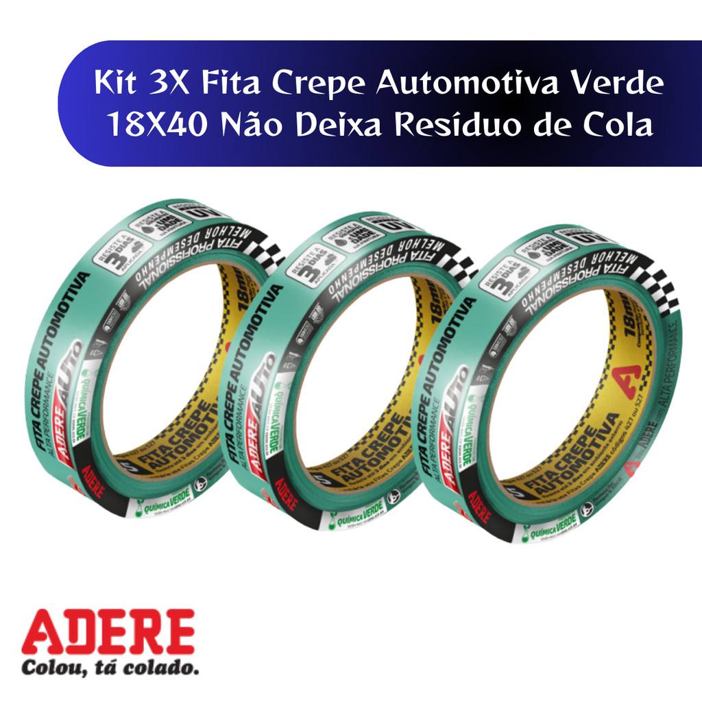 Fita Crepe Verde Premium: Kit 3 Unidades Essenciais!