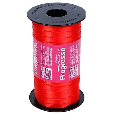 Fita de Cetim 7mm Vermelho Tomate – 100m de Qualidade