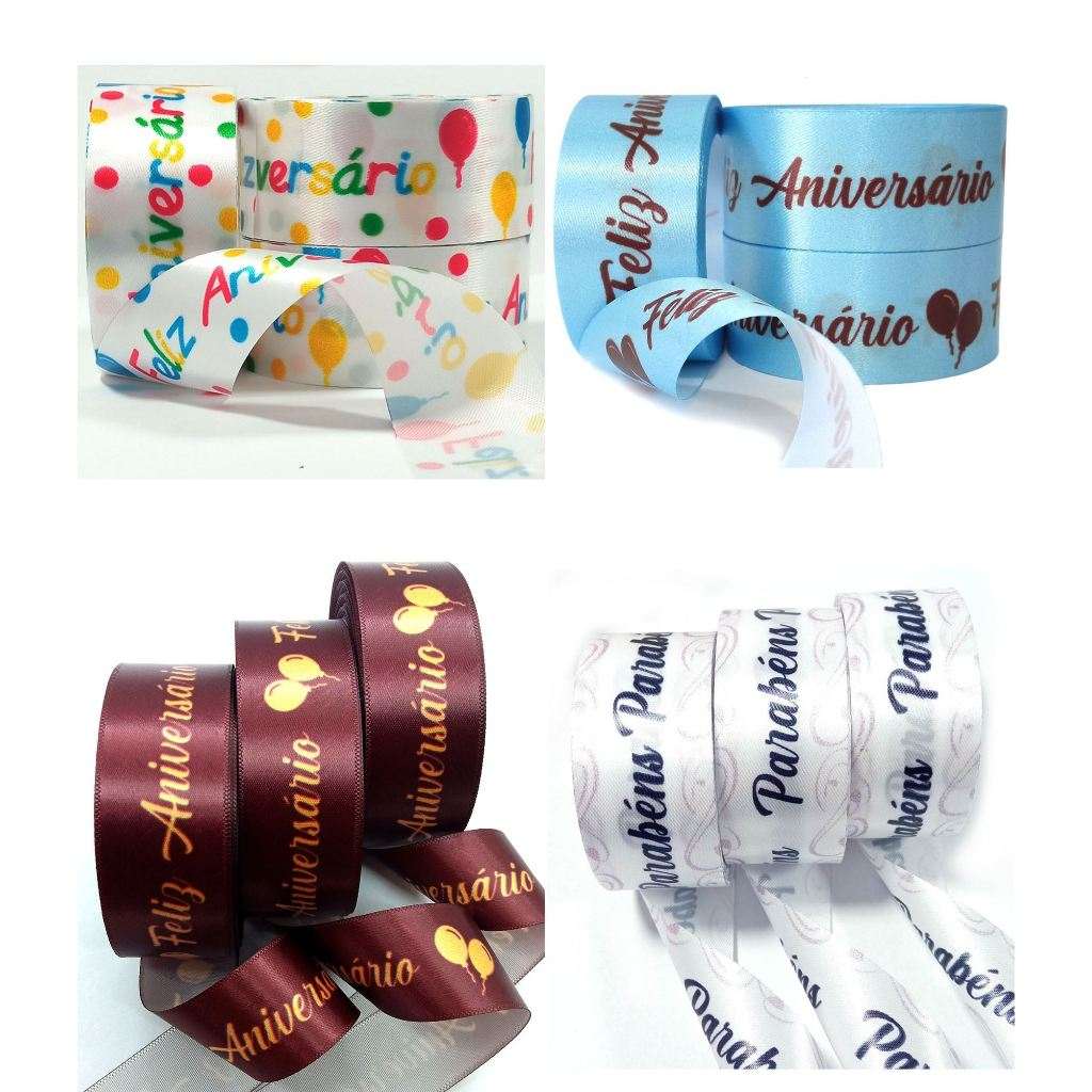 Fita de Cetim Feliz Aniversário 25mm – 10 Metros de Elegância