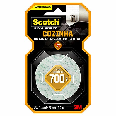 Fita Dupla Face 3M Scotch Fixa Forte – 1,5m x 24mm