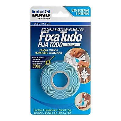 Fita Dupla Face Tekbond 12mmx1,5m – Fixação Poderosa