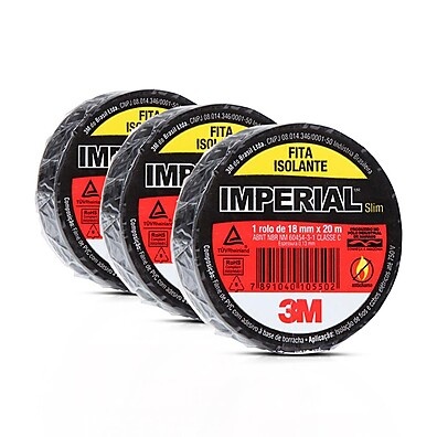 Fita Isolante 3M Imperial Preta – Alta Performance em 3 Unidades