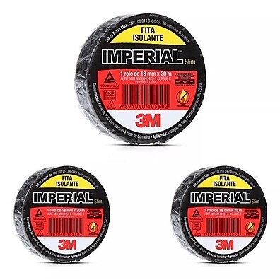 Fita Isolante 3M: Kit com 3 Rolos para Isolamento Elétrico