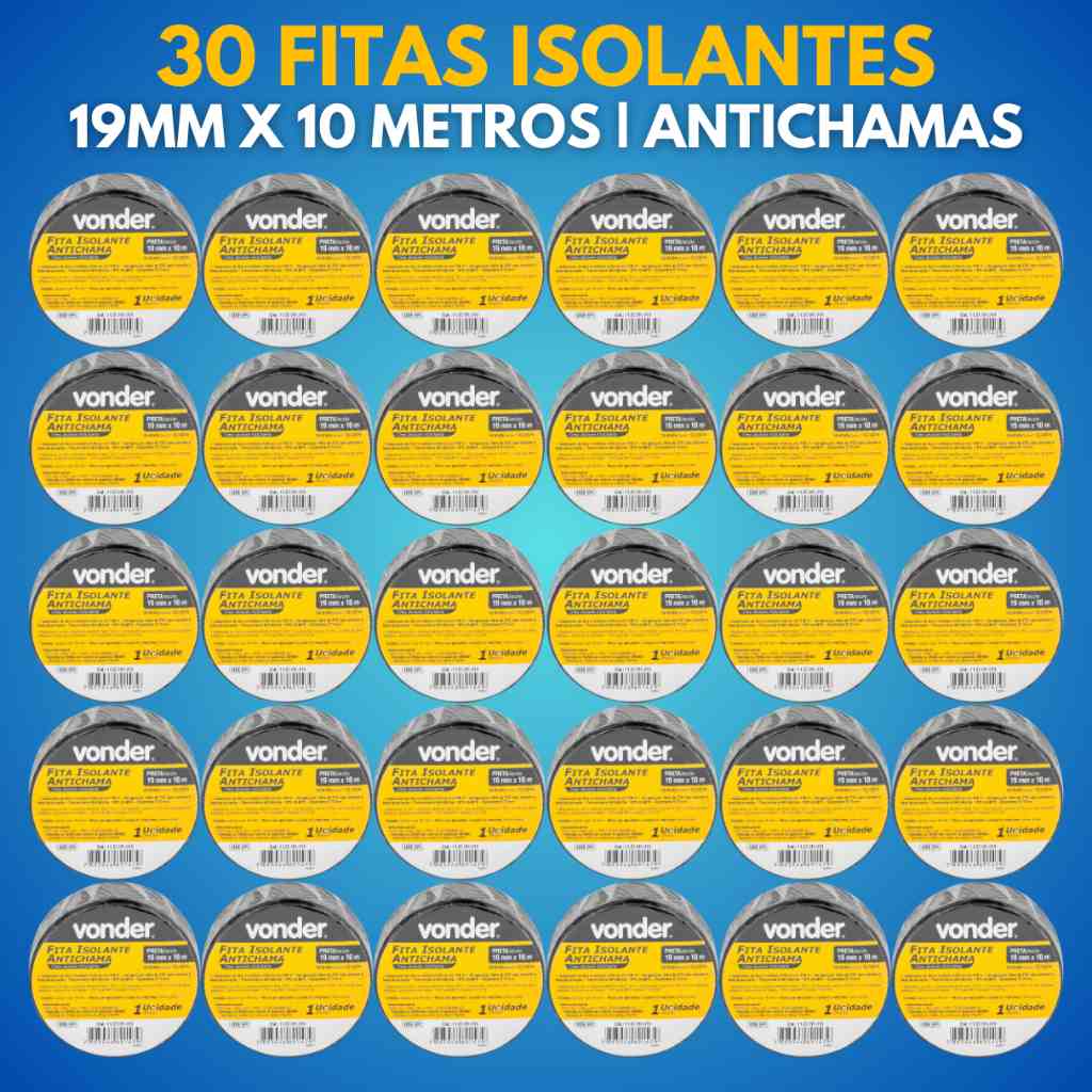Fita Isolante Anti-Chamas VONDER: 30 Unidades de Alta Qualidade