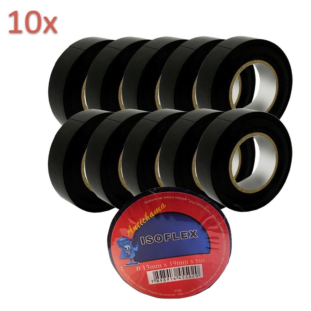 Fita Isolante Isoflex 19mm: Kit 10 Unidades Anti-Chama