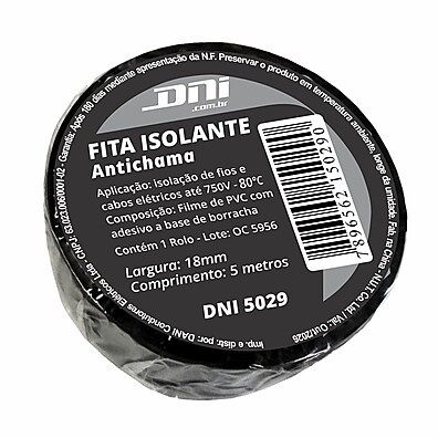 Fita Isolante Preta 5m: Kit 10 Unidades DNI 5029
