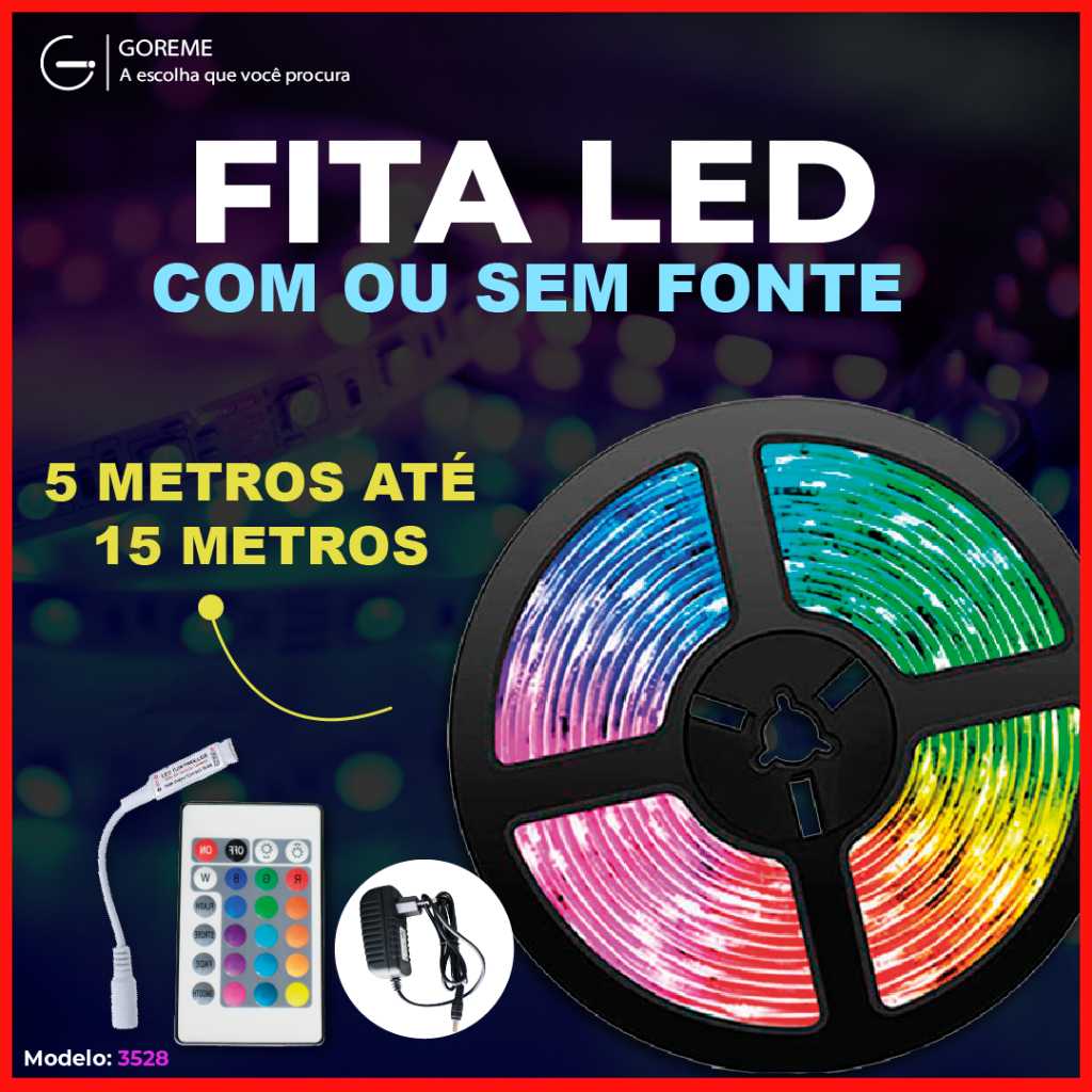 Fita LED RGB 15m: Ilumine com 16 Cores!