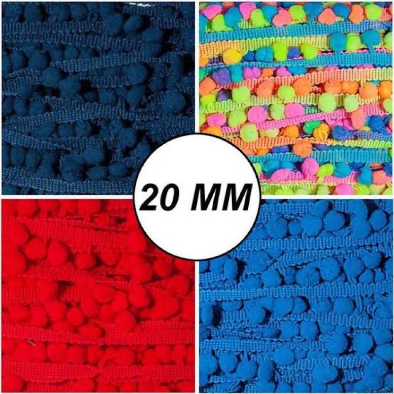 Fita Pompom 20mm Grelot: 2 Metros de Estilo para Seus Artesanatos