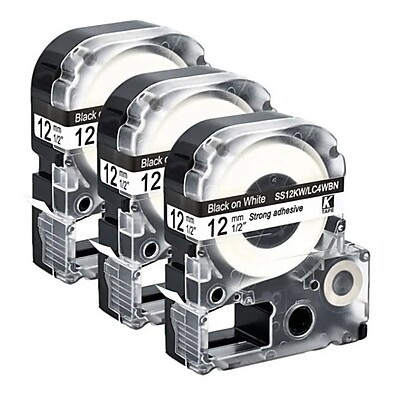 Fita Rotuladora Epson 12mm: Kit 3 Unidades Brancas