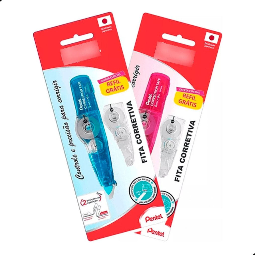 fitas-corretivas-pentel-kit-2-cores-refil-gratis