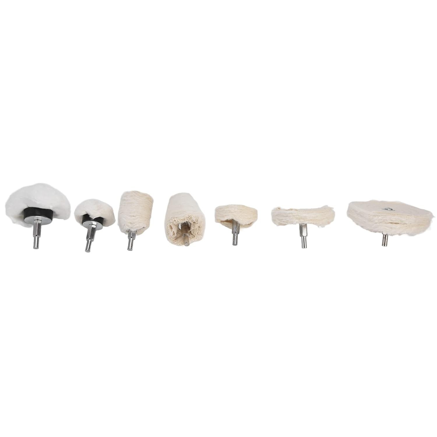 Kit de Roda de Polimento 7 Peças com Haste 1/4" - Flanela de Algodão para Broca