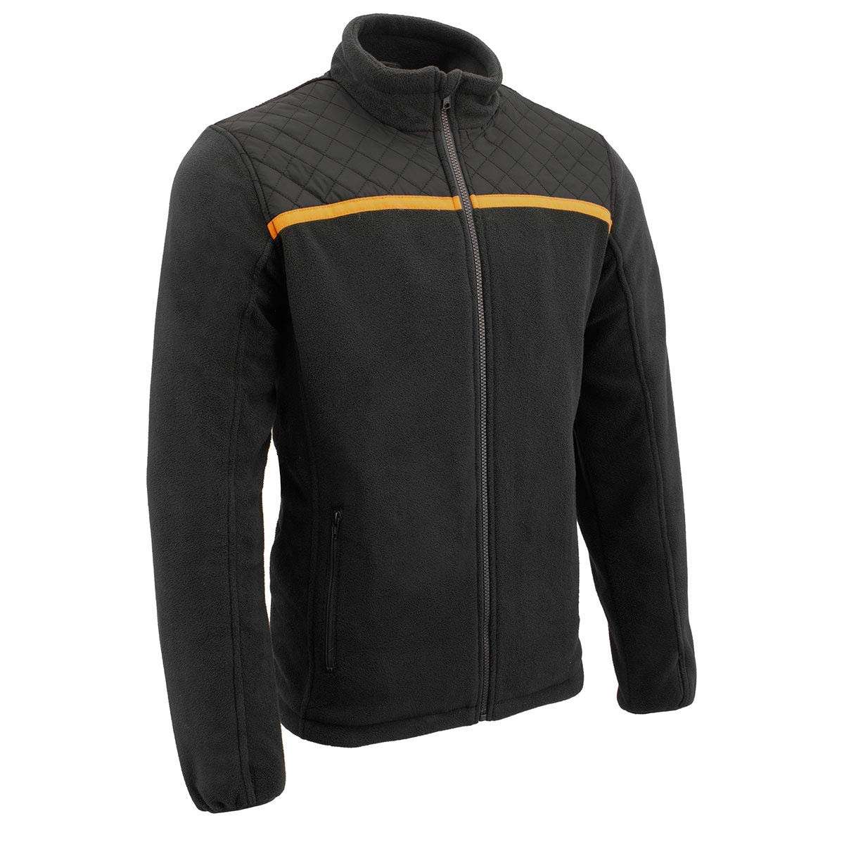 Milwaukee Leather MPM1783 Jaqueta masculina preta micro fleece com zíper frontal