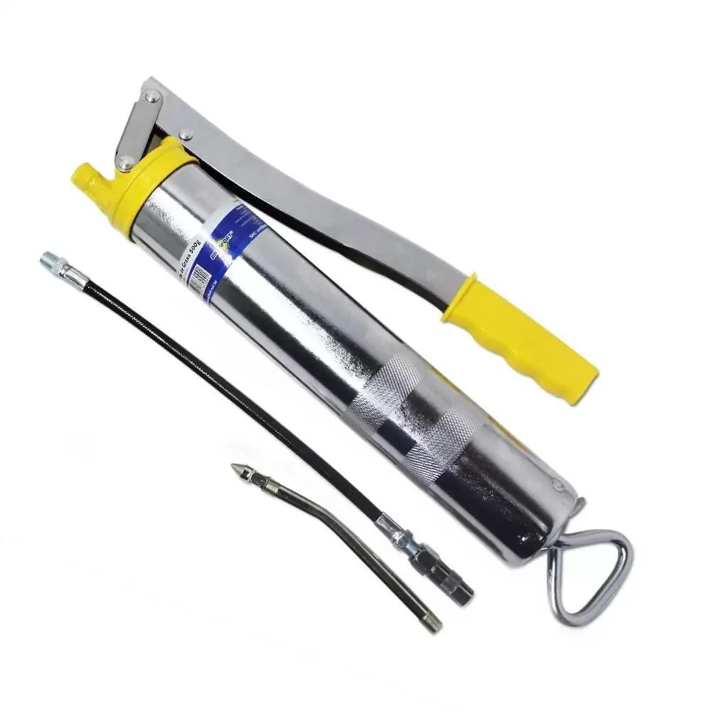 Bomba de Graxa Manual 500g: Lubrificação Eficaz com Bico Rígido e Flexível