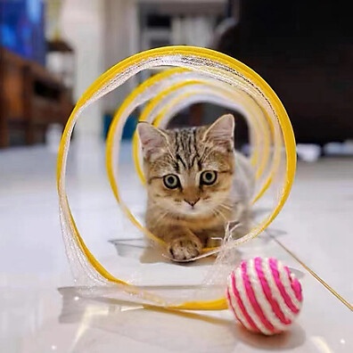 Túnel Mola Interativo para Gato – Diversão Dobrável e Flexível