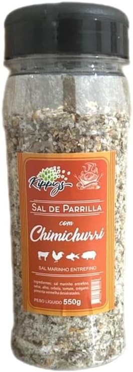 Sal de parrilha com chimichurri - pote com tampa flip-top - 550g | Kippys Natural