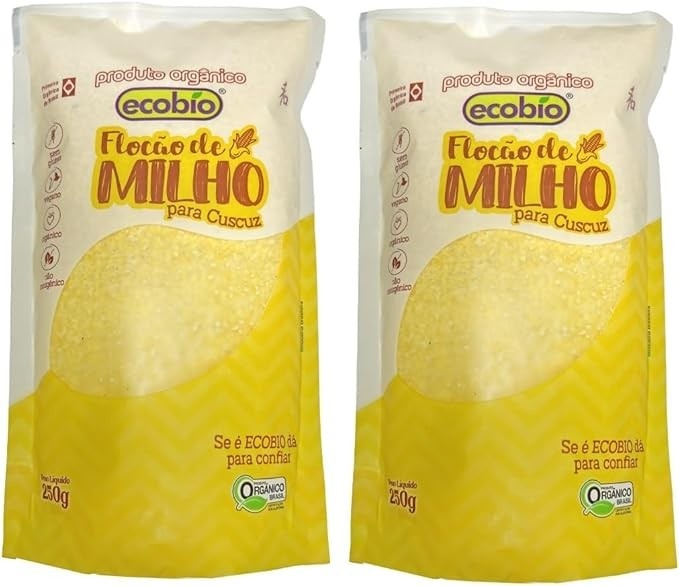 Ecobio, Kit 2 Flocão de Milho Orgânico S/ Glúten Vegano Ecobio 500g