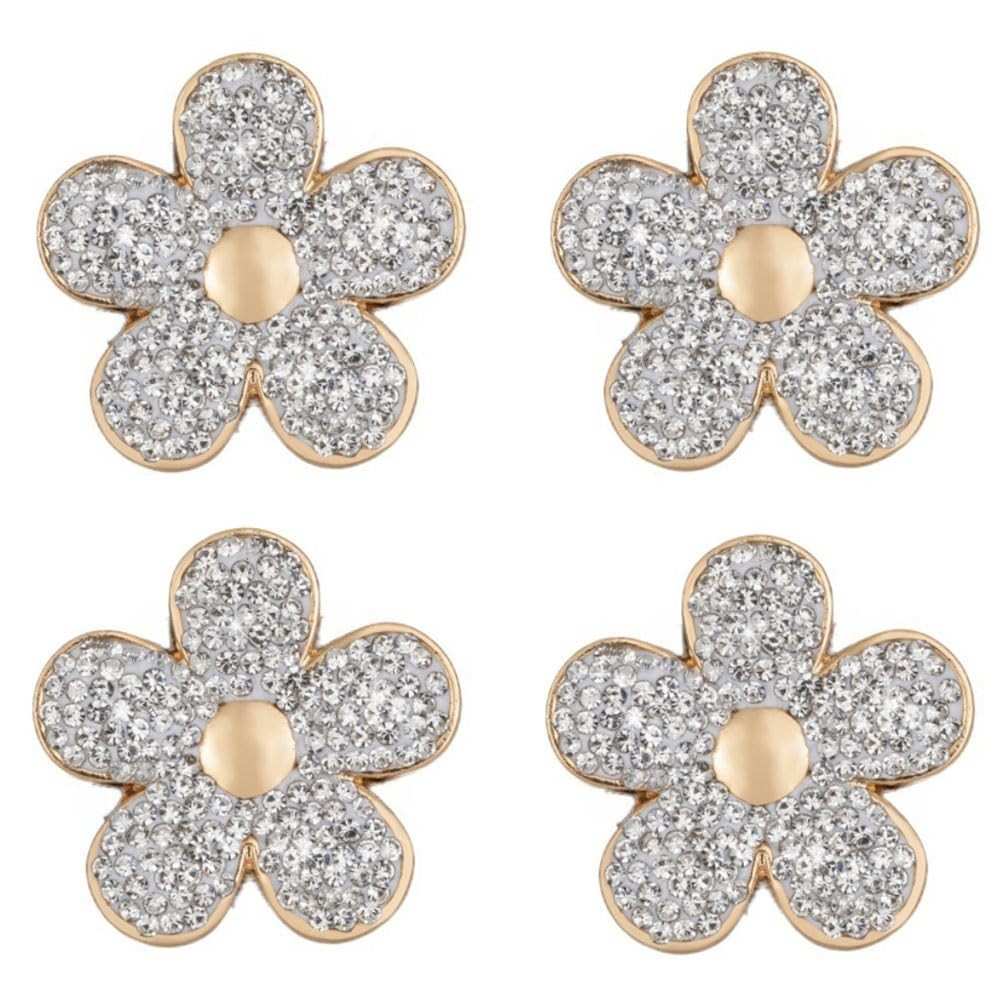 Tampas de Válvula Flor de Cristal Brilhante - 4 Peças para Carro e Bicicleta