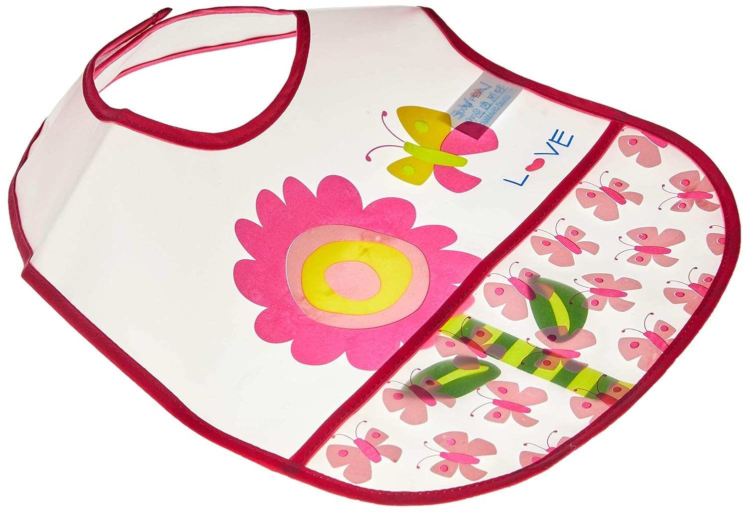 Babador com Bolso Flor Rosa - Proteção e Estilo para Bebês