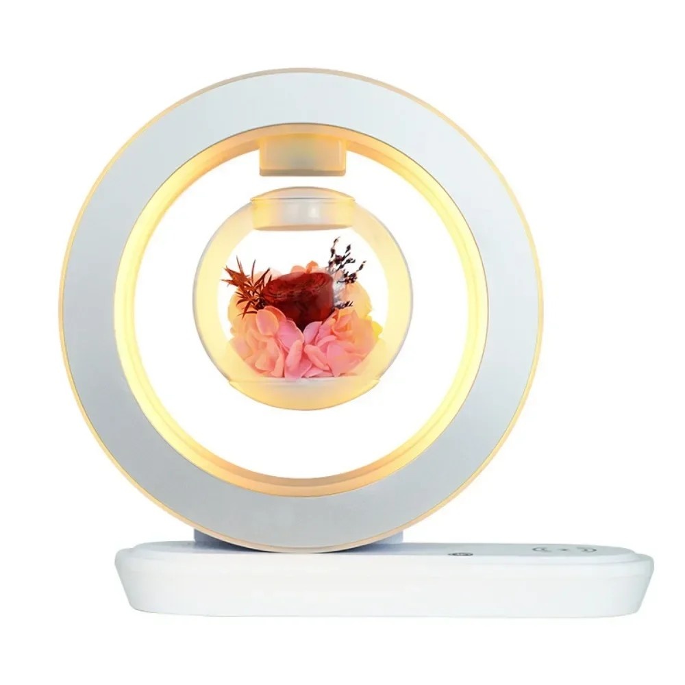 Flor Levitação Magnética: Luz Noturna e Som!