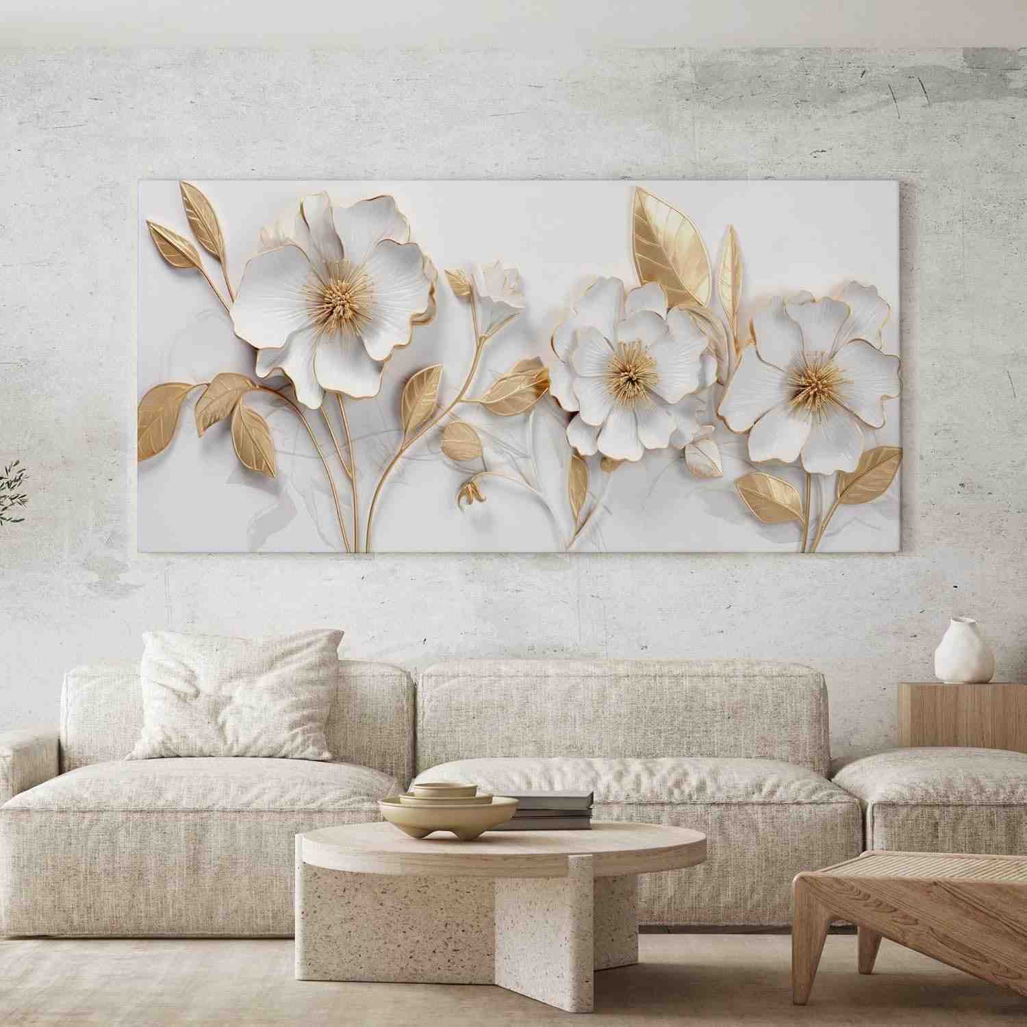 Quadro Decorativo Floral 130x70cm - Estilo Elegante para Sala e Quarto