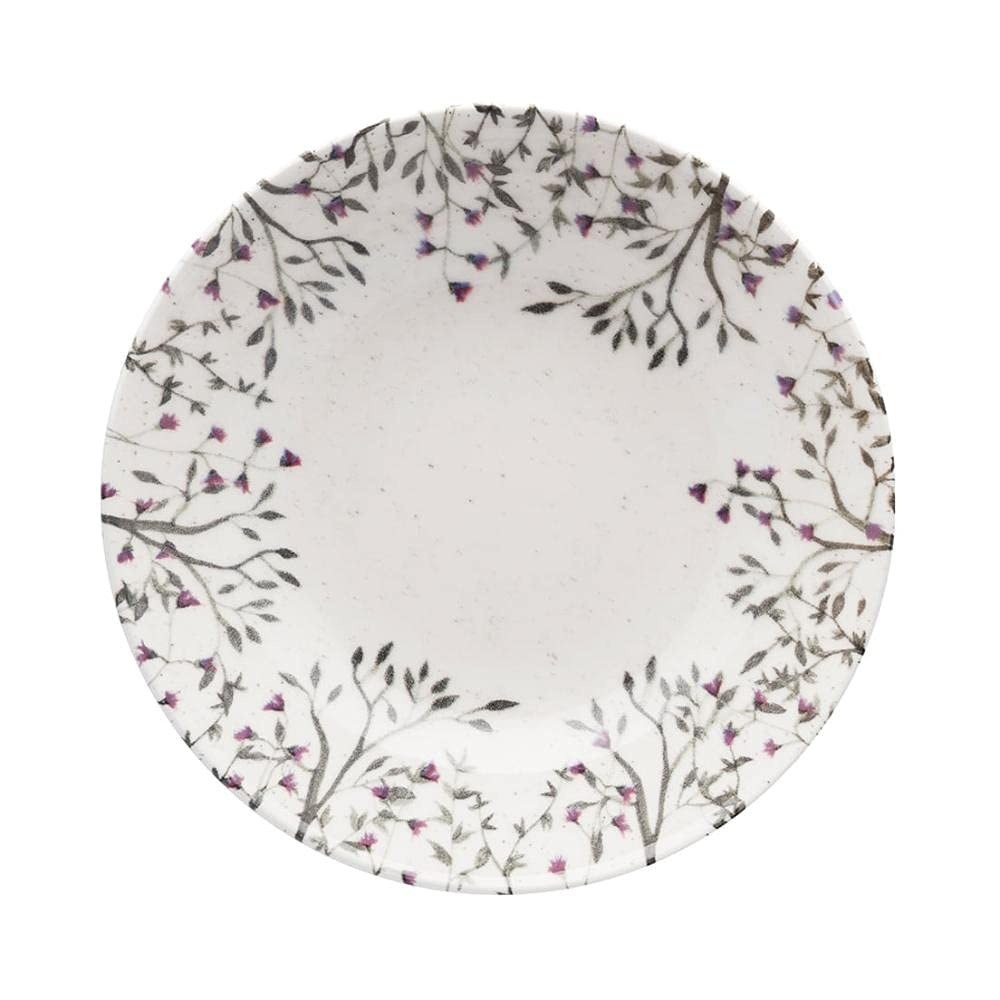 Pratos Fundos Oxford UNNI Lilac - 6 Peças em Cerâmica com Design Floral Elegante