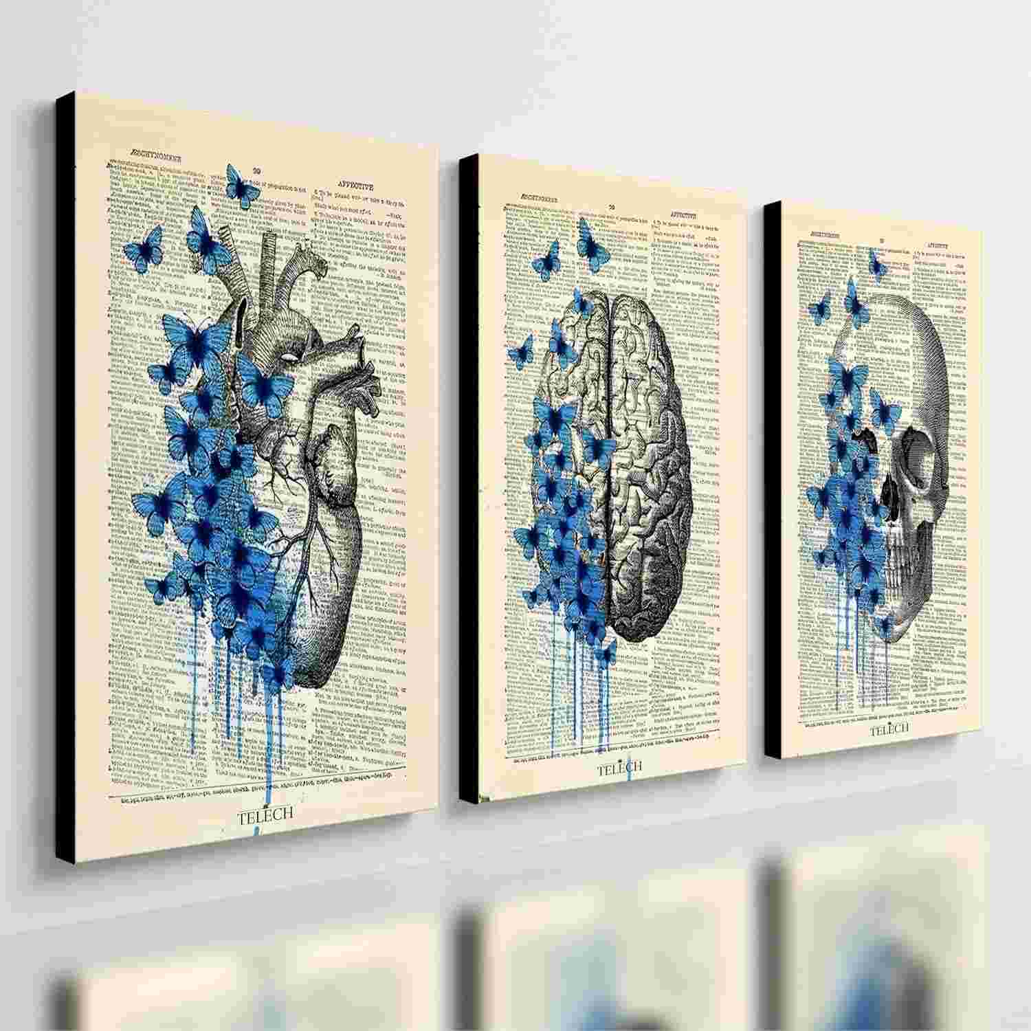 Kit 3 Quadros Decorativos Medicina com Flores - Ideal para Consultórios e Ambientes Profissionais (40x28cm)