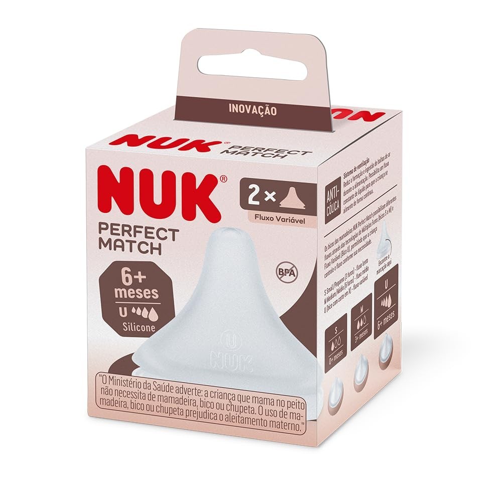 Kit 2 Bicos NUK Perfect Match – Fluxo Variável | Conforto e Segurança para Bebês
