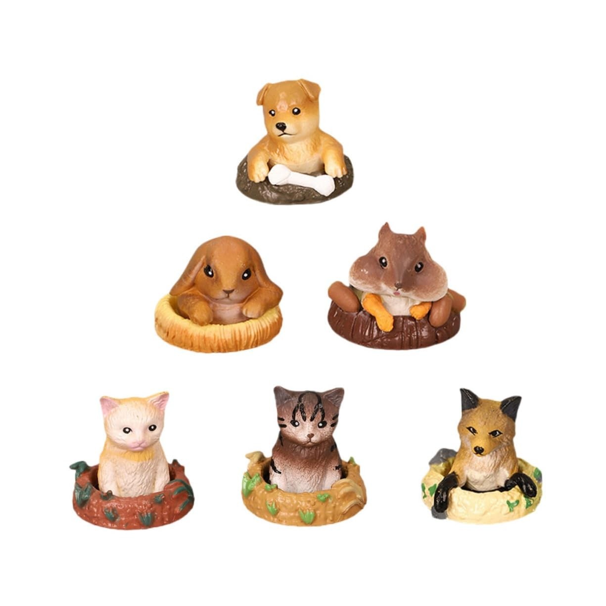 Conjunto de Modelos de Cães Decorativos - Estátuas Fofas para Mesa, Escritório e Carro
