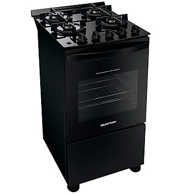 Fogão Brastemp 4 Bocas Preto com Vidro e Acendimento Automático