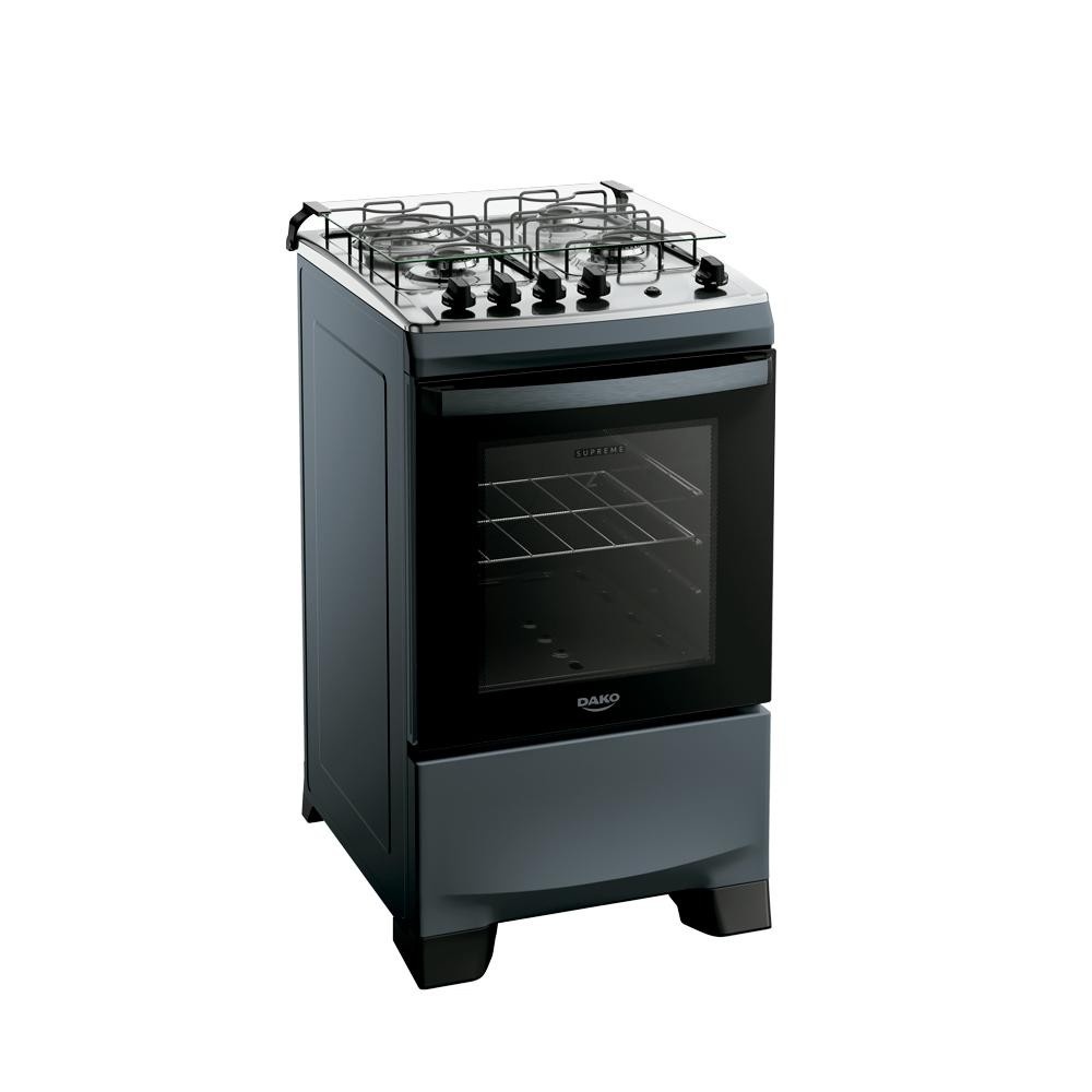 Fogão Dako Supreme: 4 Bocas Inox e 60L